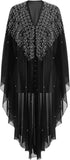 OBEEII Muslim Dress for Women Loose Batwing Sleeved Hooded Beaded Embroidery Long Abaya Dress Kaftan Abayas Islamic Robe
