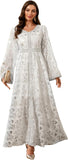 Middle Eastern Modest Maxi Dress - Muslim Moroccan Kaftan Abaya for Women Gold Embroidered Eid Dress Islamic Traditional Wear