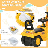 HOMCOM Ride On Excavator Pull Cart, Kids Digger Ride on Truck with Horn, Under Seat Storage, Sit and Scoot Pretend Play Toy Construction Car for Ages 18-48 Months