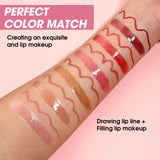 Jolilab Matte Lip Liner Lip Oil Set, Lip Makeup Set Natural Smooth Long-Lasting And Hydrating Beauty Daily Cosmetics Gift for Girls Easy-to-Use（12pcs）