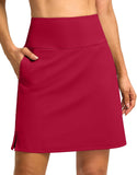SANTINY 18" Skorts for Women 3 Pockets High Waist Long Athletic Tennis Skirt Golf Skort for Casual Summer Travel
