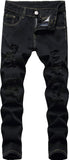 Boy's Skinny Fit Ripped Destroyed Distressed Stretch Slim Jeans Pants