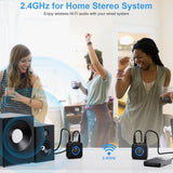 1Mii 2.4GHz Wireless Audio Transmitter Receiver Set for TV, 260Ft/80M Long Range 25ms Low Latency with AUX RCA in/Out,Wireless Audio Adapter for TV PC Powered Speaker Amplifier Soundbar