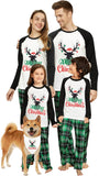 IFFEI Matching Family Pajamas Sets Christmas PJ's Letter Print Top and Plaid Bottom Sleepwear Jammies with Pockets