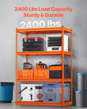 VEVOR Storage Shelves, 2400 lbs, 4 Tier Heavy Duty Garage Shelving, 20" D x 40" W x 60" H Adjustable Metal Shelves for Industrial Shelving Unit Utility Shelf, for Kitchen, Warehouse, Basement, Orange