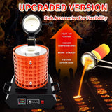 GTE Gold Melting Furnace – 1+3 KG Electric Digital Smelting Kiln Kit, 1800W 2100°F for Gold Silver Copper Aluminum (110V)