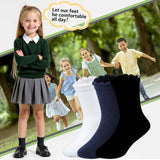 HONGTEYA 6 Pairs Girls White Ruffle Socks School Uniform Dress Socks for Kids Seamless Crew Ankle Cotton Size 2-14 Years