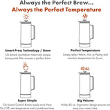 Nextmug Press - Temperature-Controlled, Self-Heating French Press (White - 40 oz.)