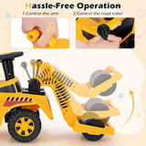 HONEY JOY Ride On Road Roller, Ride On Push Car for Toddlers, Adjustable Arm, Sound, Under-Seat Storage, Outdoor Ride on Construction Vehicle for Kids, No Power Ride On Toy for Boys Girls, Yellow