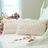 GEEORY Christmas Pillow Covers 18x18 Inch Set of 2, Christmas Decorations Xmas Tree Soft Plush Fluffy Faux Fur Decorative Throw Pillows Rustic Winter Decor Cushion Case Beige Brown GC034-18