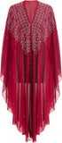 OBEEII Muslim Dress for Women Loose Batwing Sleeved Hooded Beaded Embroidery Long Abaya Dress Kaftan Abayas Islamic Robe