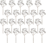 Fangoo 20 Pack 7 Inch Artificial Red Berry Picks for Christmas Tree Burgundy Red Berries Stems Holly Berry Branches Ornaments Wreath Crafts Wedding Holiday Season Winter Home Decor