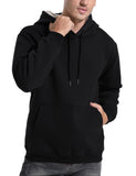 Flygo Men's Casual Fleece Sherpa Lined Hoodie Winter Warm Pullover Hooded Sweatshirt(Black-XL)