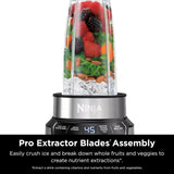 Ninja | Blender | Nutri Pro | Single Serve | For Smoothies, Salsa, Shakes and Frozen Drinks | Includes 2 Smoothie Cups & Lids | Crushes Ice, Fruit & Veggies |Silver | BN401