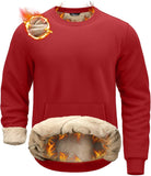 Pudolla Men's Sherpa Lined Sweatshirts Warm Soft Crewneck Sweatshirts Heavyweight Winter Pullover Kangaroo with Pouch Pocket