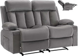 VEVOR Loveseat Recliner Sofa with Massage & Heat, Power Reclining Couch with Console, PU Leather Electric RV Sofa with USB & Outlet/Storage/Cup Holders/Pockets, Home Theater Seating for Living Room