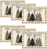 Artoid Mode Waterclor Buffalo Plaid Christmas Trees Placemats Set of 4, 12x18 Inch Winter Table Mats for Outdoor Home Party Kitchen Dining Decor