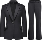 Women's Suit 2 Piece Set Pinstripe Blazer and Bootcut Dressy Pants Set for Work Office Business Outfits