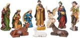 Bshine Nativity Scene Set Christmas Decor, Wooden Stable with LED Lights 12.4x9.05 Holy Family with Manger Baby Jesus Figurine, Nativity Scene Indoor Decor Home Desktop Collectible Ornaments
