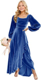 Long Sleeve Junior Bridesmaid Dresses Velvet Flower Girl Dress for Wedding Party Pageant Gown with Ruffle