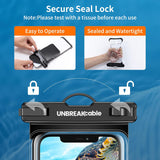 UNBREAKcable Waterproof Phone Pouch-2 Pack IPX8 Waterproof Phone Case for iPhone 16 15 14 13 12 11 Pro Max & Samsung S25 S24 S23-Dry Bag & Travel Essentials for Beach, Pool, Kayak & Cruise-7" Black