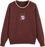 CIDER Women's Fall Sweaters Long Sleeve Cute Sweaters Bear Graphic Crewneck Soft Knit Casual Cropped Pullover