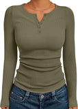 7DAY'S Queen Womens Long Sleeve Shirts 2025 Henley Casual Fall Outfits Fitted Tops Ribbed Fashion Basic Tees