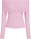 CIDER Women’s Off Shoulder Knitted Long Sleeve Tops Fall Pullover Sweater