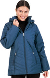 Jones NY Women's Puffer Jacket Zippered Removable Bungee Hood Womens Winter Coat