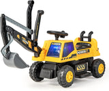 HONEY JOY Kids Ride on Tractor, Licensed Caterpillar Ride On Push Car for Toddlers, Detachable Trailer, Shovel & Rake, Horn, Engine Sound, LED Lights, No Power Ride On Toy for Boys Girls (Yellow)