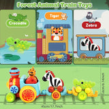 Marstone Baby Toys for 1 2 Year Old Boys and Girls Gifts, Forest Train Car Set for Toddlers 1-2, Push Animal Baby Toys 12-18 Months, Learning Toddler Toys for 1-3 Yr Old Boy Birthday Gift
