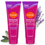 Lume Whole Body Deodorant Plus Sweat Control - Smooth Cream Tube - 72 Hour Odor And Sweat Control - Baking Soda Free, Skin Loving - 3.0 ounce (Pack of 2) (Soft Powder)