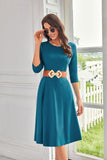 GRACE KARIN Fall Dresses for Women 2025 Casual 3/4 Sleeve Dress A Line Fit and Flare Midi Dress with Pockets