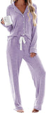 Ekouaer Women's Pajamas Long Sleeve Sleepwear Casual Button Down Loungewear Soft Pjs Set S-XXL