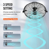 VEVOR 18 inch Wall Mount Fan Waterproof 2 Packs, 3 speed High Velocity 4000 CFM Industrial Wall Fan for Indoor, Commercial, Residential, Warehouse, Greenhouse, Workshop, Basement, Garage,Black