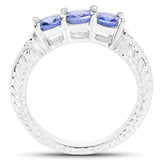 1.11 Carat Genuine Tanzanite .925 Sterling Silver Ring