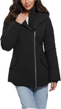 GUESS womens Lucy Stretch Asymmetric Zip Puffer
