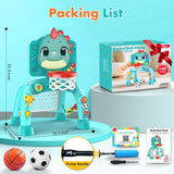 Dinosaur Kids Sports Play Toy: 4-in-1 Multifunction Indoor Outdoor Activity – Basketball Toss, Ring Throw, Ball Play & Music Lights to Improve Motor Skills, Birthday Gift for Boys Girls Age 1-3