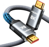 Snowkids 8K HDMI 2.1 Cable 1.5 ft, Non-Slip Nylon Braided, 48Gbps Ultra High-Speed HDMI Cables Cord, 10K 8K@60Hz, 4K@120Hz Compatible for TV/PS-5/X-box/Projector/Sound System & More