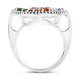 5.01 Carat Genuine Multi Stones .925 Sterling Silver Ring