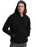 Flygo Men's Casual Fleece Sherpa Lined Hoodie Winter Warm Pullover Hooded Sweatshirt(Black-XL)