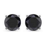 4.25 Carat Genuine Black Diamond 14K White Gold Earrings