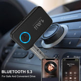 1Mii Bluetooth 5.3 Music Receiver for Car/Home Stereo, Aux Bluetooth Adapter for Car with Volume Control Supports Hands Free Calls, 16H Battery Life