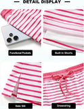 Womens 2 Piece Set Striped Sweatshirt Skirt Set Casual Long Sleeve Skort Workout Matching Lounge Set with Pockets