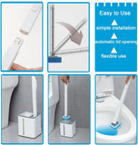 Disposable Toilet Bowl Brush and Holder with 18 pcs Refills Sponges Pad Replacement Cleaner Brush Heads Standing Toilet Brush Storage Caddy for Bathroom Deep Cleaning