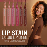 Jolilab 4 Colors Lip Stain Set:Marker Matte Liquid Lip Stain Pen,Highly Pigmented,Long-Lasting,Lip Liner Lip Contour Multi-Use.(#01+02+03+04)