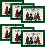 Artoid Mode Waterclor Buffalo Plaid Christmas Trees Placemats Set of 4, 12x18 Inch Winter Table Mats for Outdoor Home Party Kitchen Dining Decor