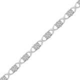 Sterling Silver Rose-Cut Diamond Love Locks Link Bracelet (1.00cttw,I-J color,I3-Promo clarity)