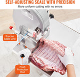 Commercial Electric Meat Bandsaw, 1500W Stainless Steel Countertop Bone Sawing Machine, Workbeach 19.3" x 15", 0.16-7.9 Inch Cutting Thickness, Frozen Meat Cutter with 6 Blades for Rib Pork Beef