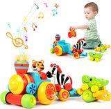 Marstone Baby Toys for 1 2 Year Old Boys and Girls Gifts, Forest Train Car Set for Toddlers 1-2, Push Animal Baby Toys 12-18 Months, Learning Toddler Toys for 1-3 Yr Old Boy Birthday Gift